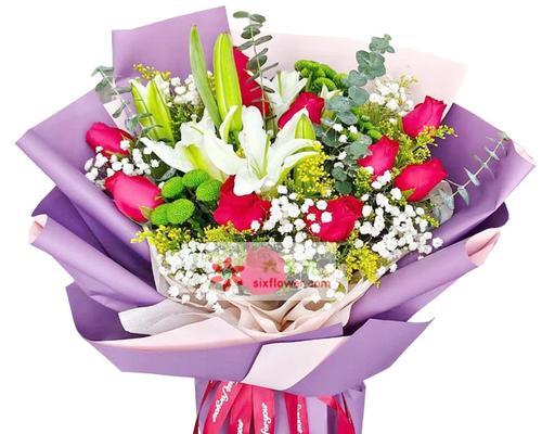 21朵玫瑰花3朵百合花图片简单